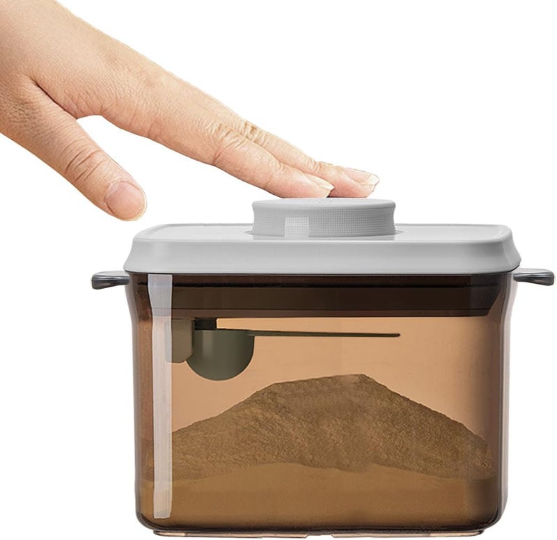 Ankou Airtight Formula Container-1000ml/400g Formula Dispenser with Lids, BPA-Free Food Storage Containers, One Button Handy Milk Powder Dispenser with Scoop and Scraper, Dark Brown - Image 1